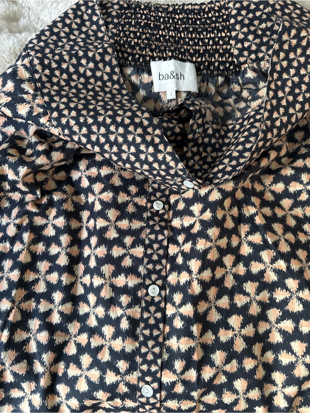 BA&SH size 2 long navy and floral skirt